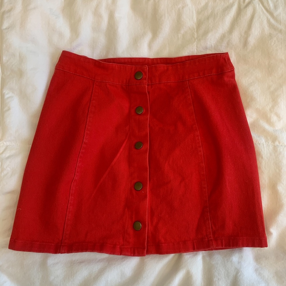 Rue 21 Red Button High-Waist Red Skirt Size Small